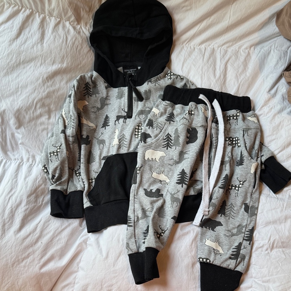 Little Bipsy Gray and Black Kids Matching Set